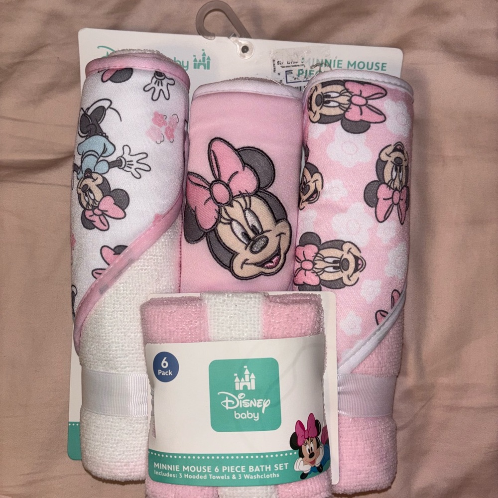 Disney Baby Minnie Mouse Bath Set - Pink and White